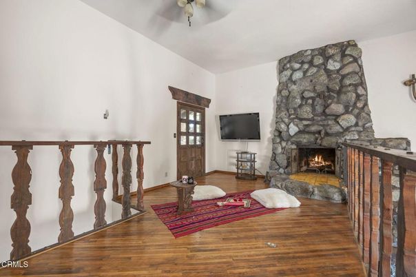 Fireplace, Interior, Stone Walls, Wood Texture Flooring