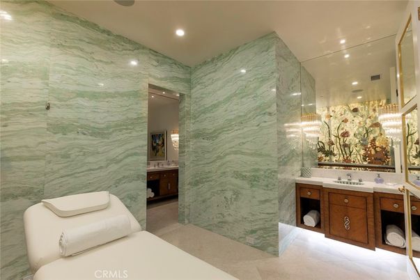 Bathroom, Interior, Marble Walls, Recessed Lighting