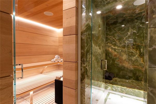 Bathroom, Glass Shower, Interior, Recessed Lighting, Sauna Room