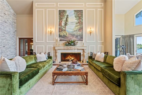 Fireplace, Interior, Living room, Stone Walls, Water