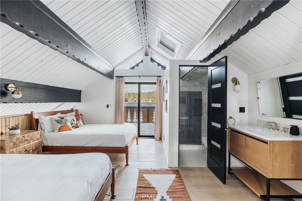 Bathroom, Bedroom, Glass Shower, Interior, Water, Wood Texture Flooring