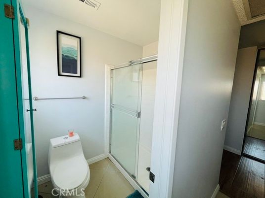 Bathroom, Glass Shower, Interior, Wood Texture Flooring