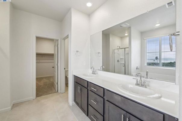 Bathroom, Dual Sink Vanities, Interior, Recessed Lighting, Walk-in Closets