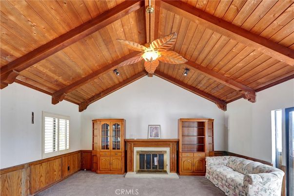 Empty room, Fireplace, Interior, Wooden Beams, Wooden Ceilings