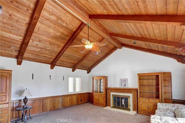 Empty room, Fireplace, Interior, Wooden Beams, Wooden Ceilings