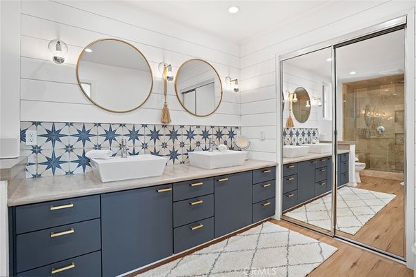 Bathroom, Dual Sink Vanities, Glass Shower, Interior, Recessed Lighting