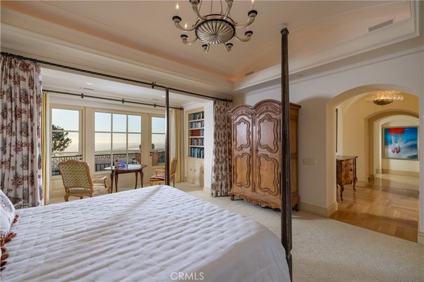 Bedroom, Chandelier, Interior, Wood Texture Flooring