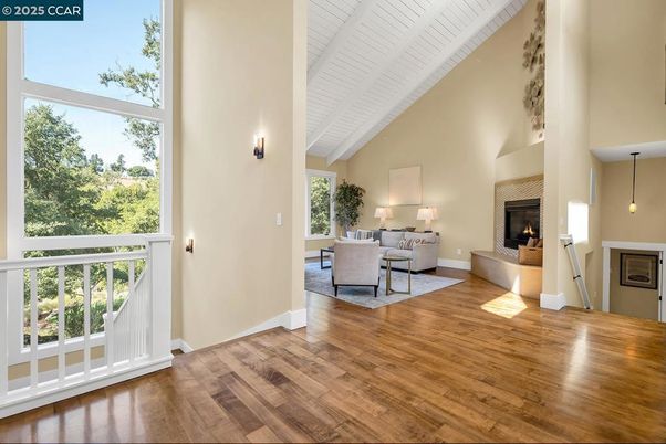 Fireplace, Interior, Living room, Pendant Lights, Wood Texture Flooring