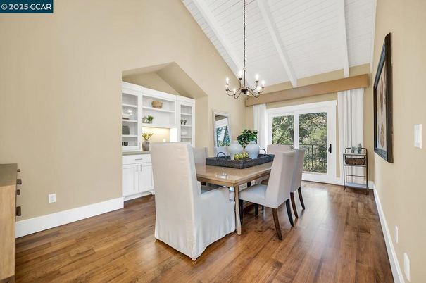 Chandelier, Dining room, Interior, Wood Texture Flooring
