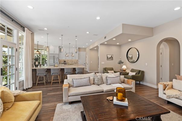 Interior, Kitchen, Living room, Pendant Lights, Recessed Lighting, Wood Texture Flooring