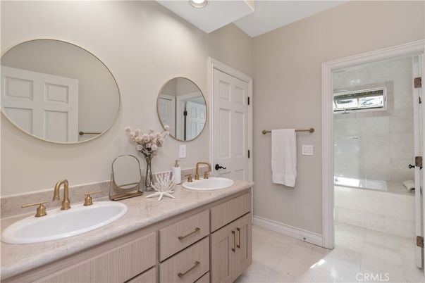 Bathroom, Dual Sink Vanities, Glass Shower, Interior, Recessed Lighting