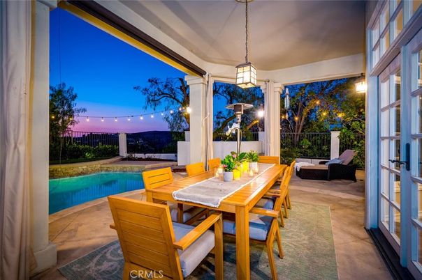 Dining room, Exterior, Pendant Lights, Pool