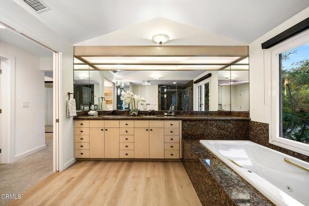 Bathroom, Dual Sink Vanities, Interior, Wood Texture Flooring