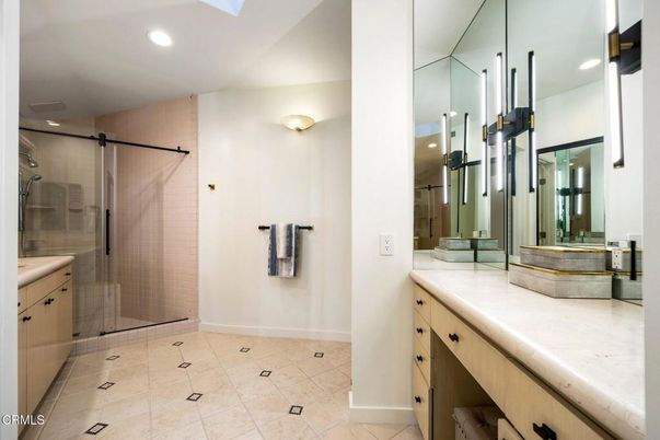 Bathroom, Glass Shower, Interior, Recessed Lighting