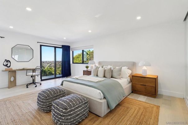 Bedroom, Home Office, Interior, Recessed Lighting, Wood Texture Flooring