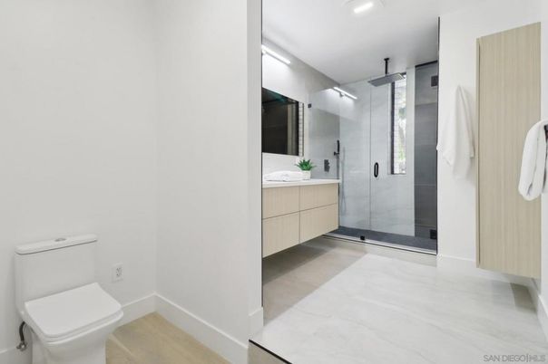Bathroom, Glass Shower, Interior, Recessed Lighting