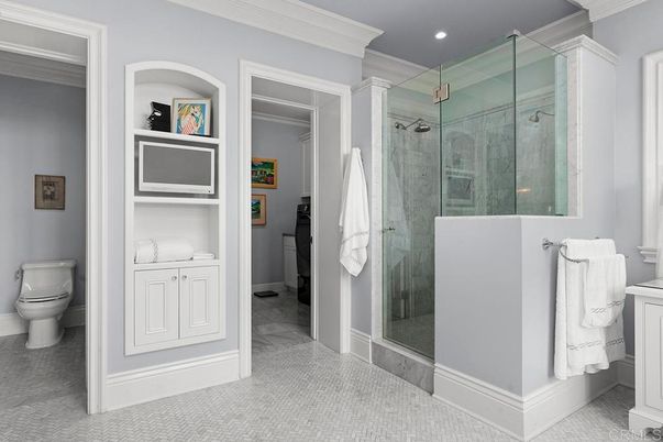 Bathroom, Glass Shower, Interior, Recessed Lighting