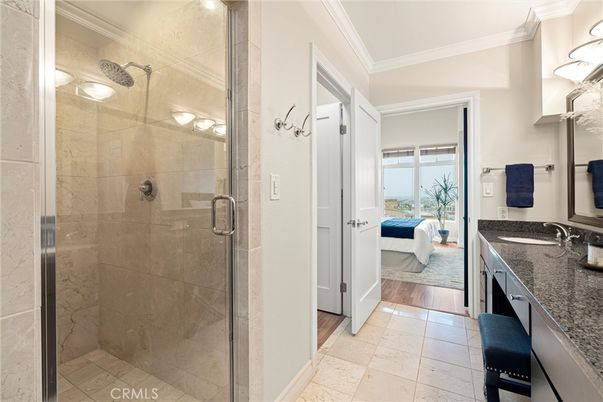 Bathroom, Bedroom, Glass Shower, Interior, Wood Texture Flooring