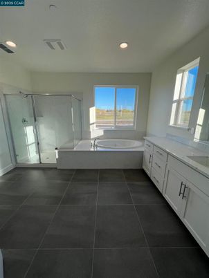 Bathroom, Dual Sink Vanities, Glass Shower, Interior, Recessed Lighting