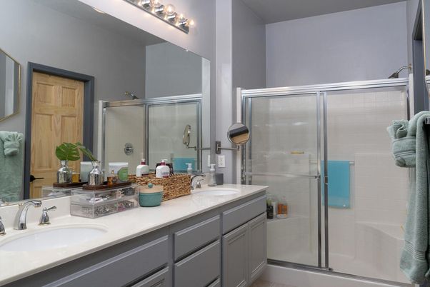 Bathroom, Dual Sink Vanities, Glass Shower, Interior