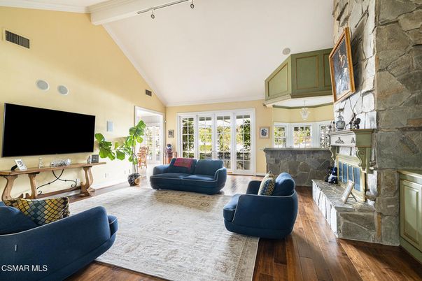 Fireplace, Interior, Living room, Stone Walls, Wood Texture Flooring