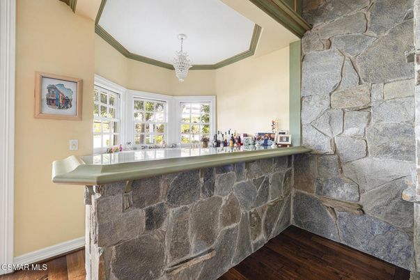 Chandelier, Interior, Stone Walls, Wood Texture Flooring