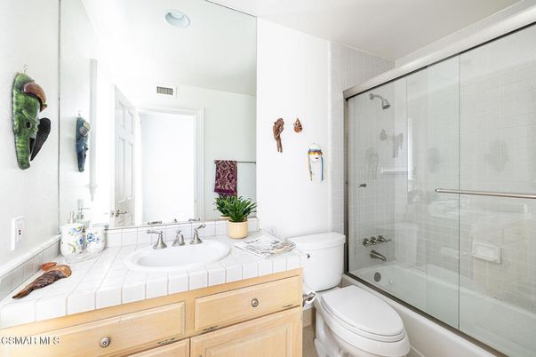 Bathroom, Glass Shower, Interior, Recessed Lighting, Tile Countertops
