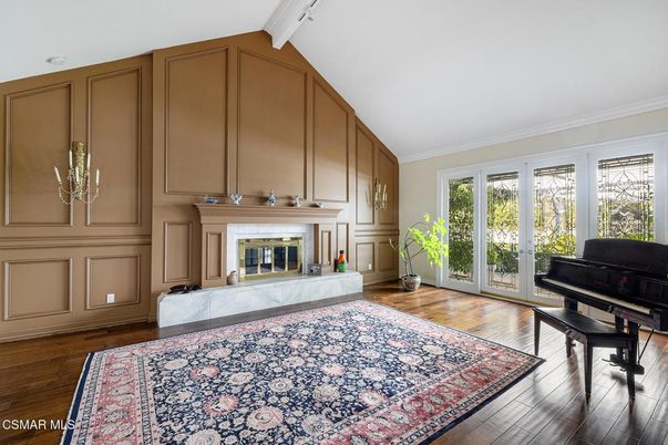 Fireplace, Interior, Piano, Wood Texture Flooring