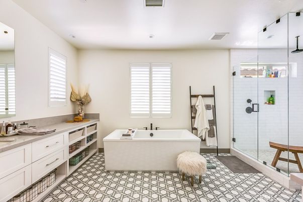 Bathroom, Dual Sink Vanities, Glass Shower, Interior, Recessed Lighting