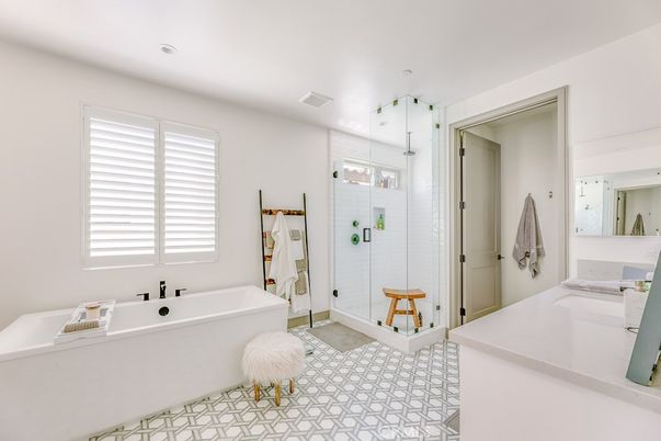 Bathroom, Glass Shower, Interior, Recessed Lighting