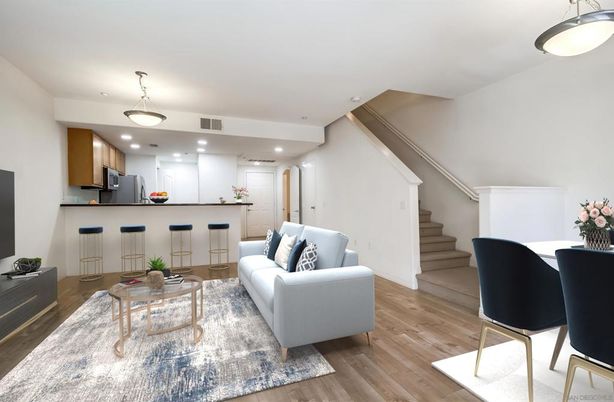 Interior, Kitchen, Living room, Pendant Lights, Recessed Lighting, Wood Texture Flooring
