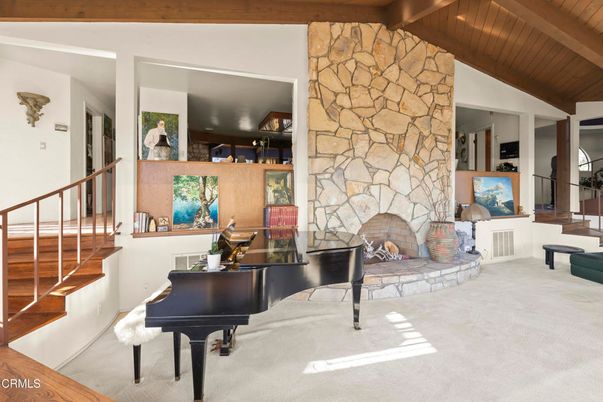 Fireplace, Interior, Piano, Stone Walls, Wooden Beams, Wooden Ceilings