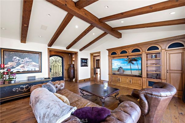 Interior, Living room, Recessed Lighting, Wooden Beams, Wood Texture Flooring