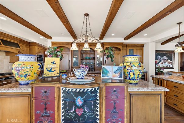 Interior, Kitchen, Pendant Lights, Recessed Lighting, Wooden Beams, Wood Texture Flooring
