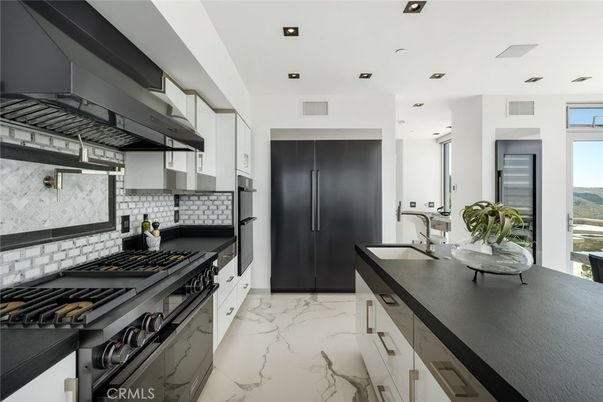 Interior, Kitchen, Marble, Recessed Lighting, Stainless Steel Appliances