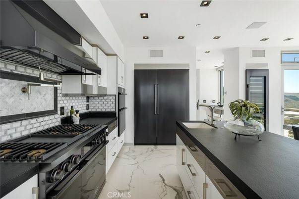 Interior, Kitchen, Marble, Recessed Lighting, Stainless Steel Appliances
