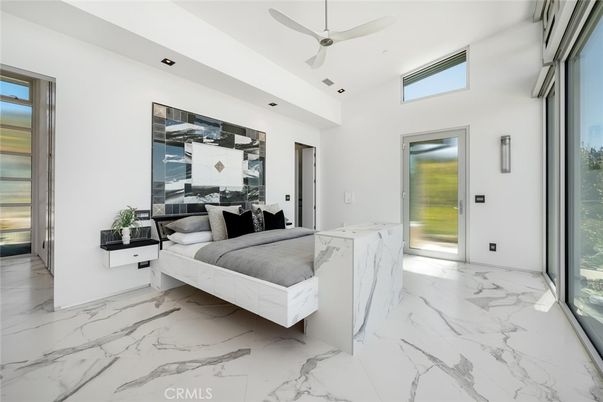 Bedroom, Interior, Marble, Recessed Lighting