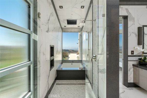 Bathroom, Glass Shower, Interior, Marble Walls