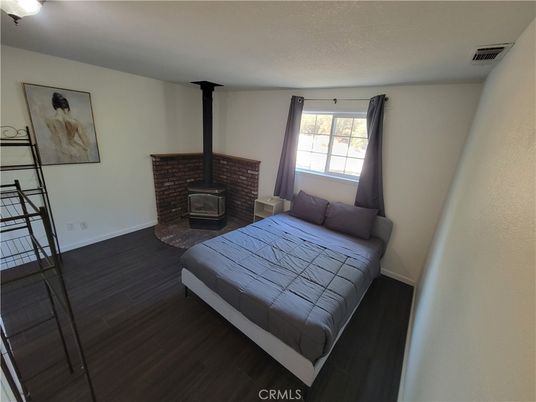 Bedroom, Fireplace, Interior, Wood Texture Flooring