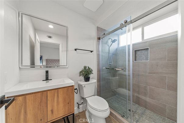 Bathroom, Glass Shower, Interior, Recessed Lighting