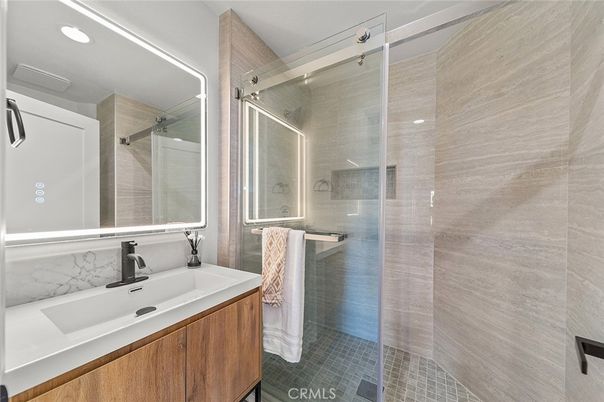 Bathroom, Glass Shower, Interior, Recessed Lighting