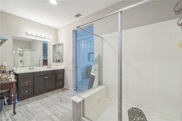Bathroom, Dual Sink Vanities, Glass Shower, Interior, Recessed Lighting