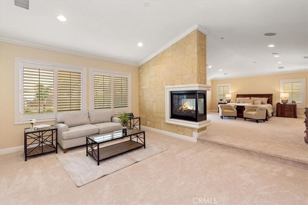 Bedroom, Fireplace, Interior, Living room, Recessed Lighting