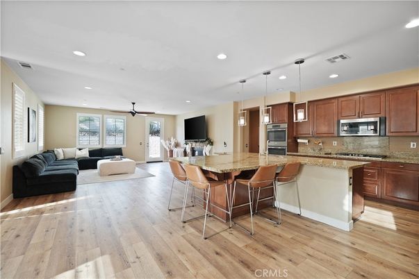 Interior, Kitchen, Living room, Pendant Lights, Recessed Lighting, Stainless Steel Appliances, Wood Texture Flooring