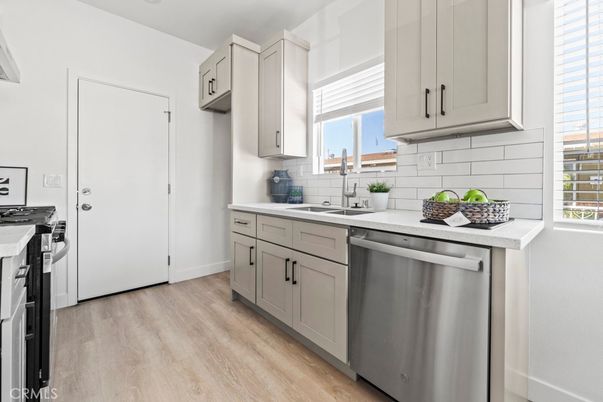 Interior, Kitchen, Stainless Steel Appliances, Wood Texture Flooring