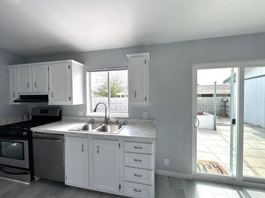 Interior, Kitchen, Stainless Steel Appliances, Wood Texture Flooring