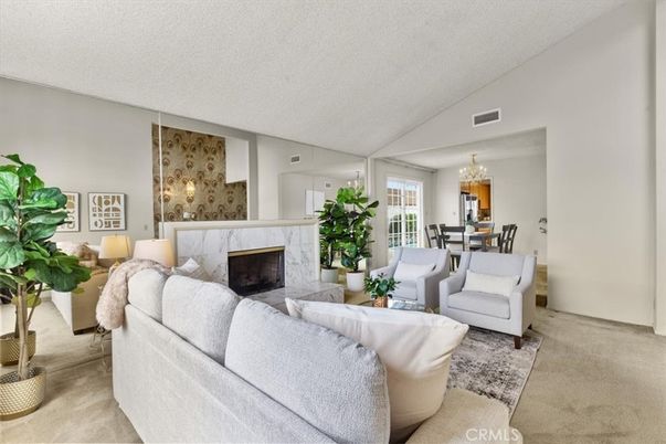 Chandelier, Dining room, Fireplace, Interior, Living room