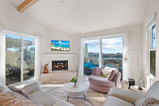 Fireplace, Interior, Living room, Water, Wooden Beams