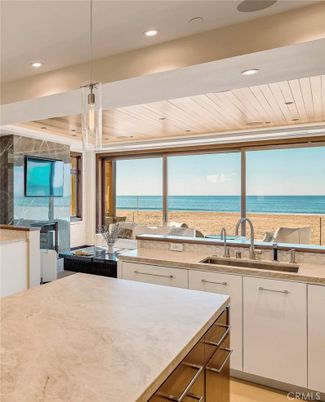Interior, Kitchen, Pendant Lights, Recessed Lighting, Water, Wooden Ceilings