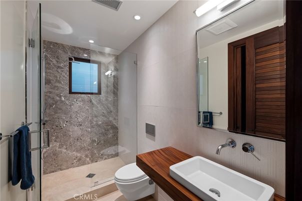 Bathroom, Glass Shower, Interior, Recessed Lighting